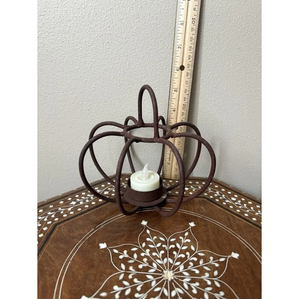 Rustic Metal Pumpkin Tea Light Holders